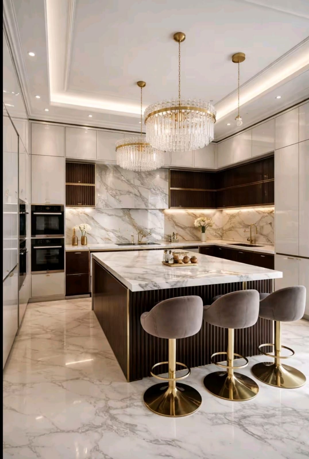 Interior designer working at a desk reviewing project plans
