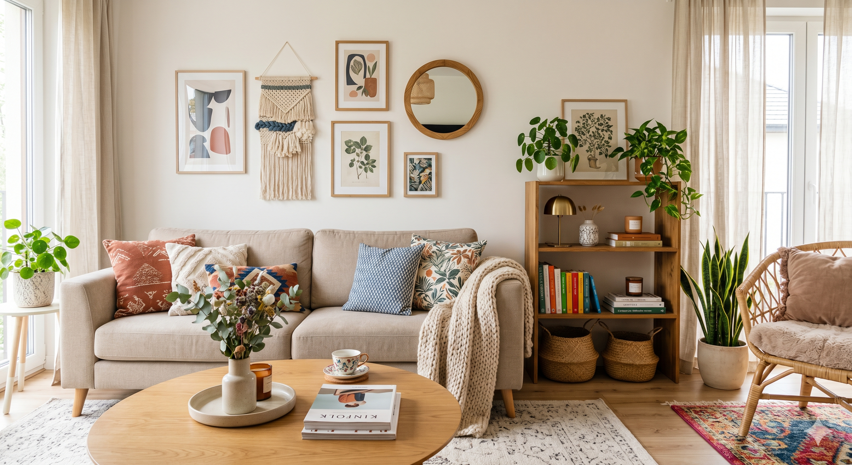 3D interior visualization render of a modern living room